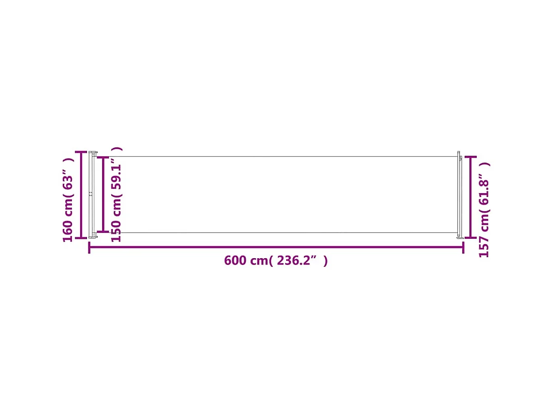 Uitschuifbare zijterraszonwering 600x160 cm Rood