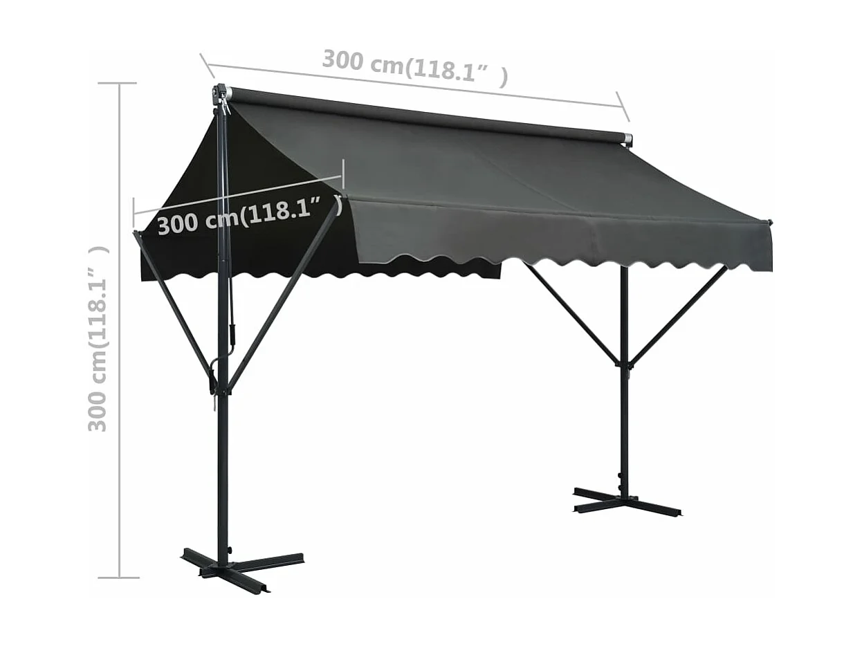 Auvent sur pied 300 x 300 cm Anthracite