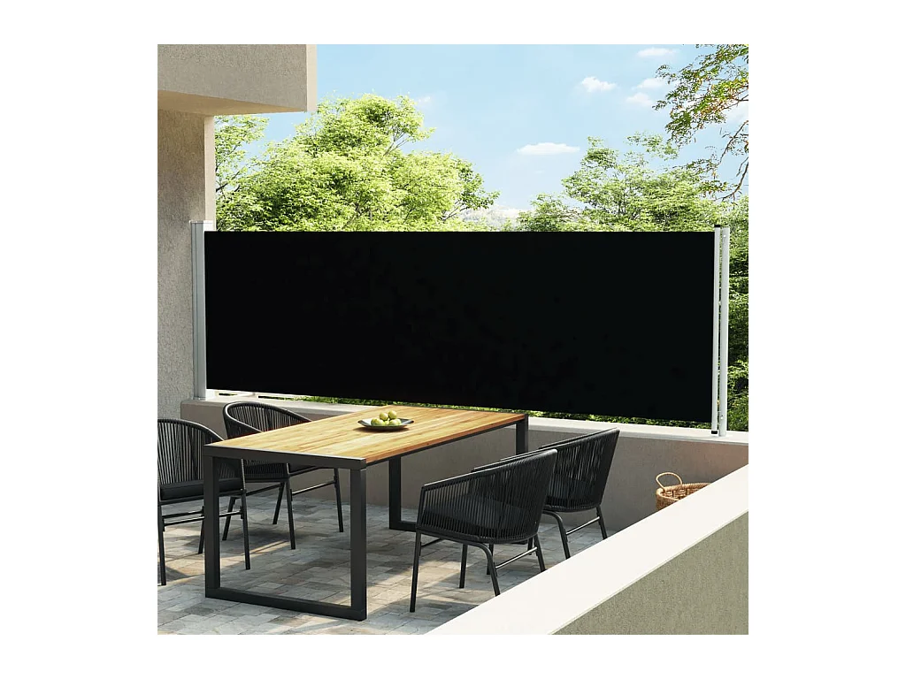 Auvent latéral rétractable de patio 140x600 cm Noir