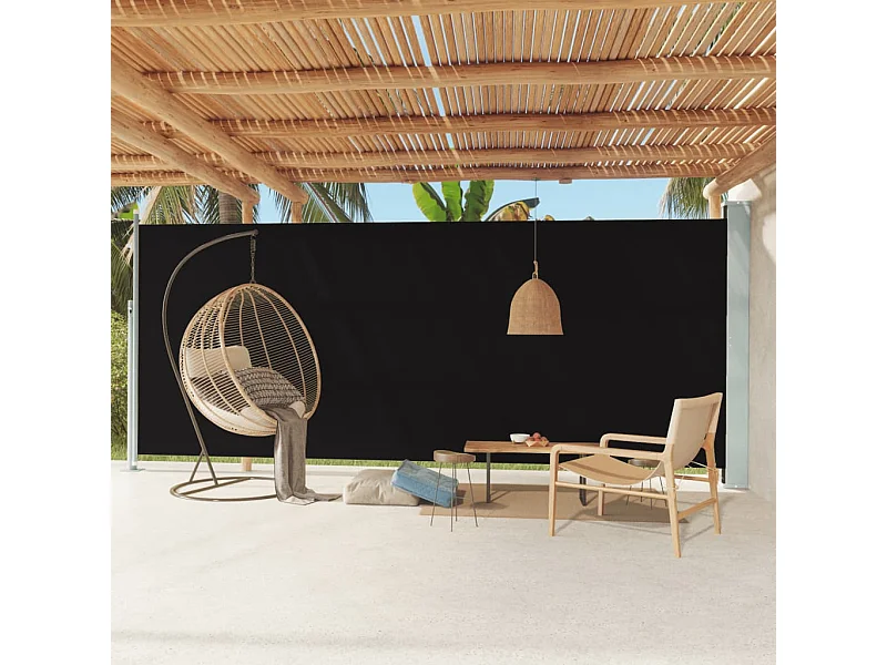 Einziehbare seitliche Terrassenmarkise 220x600 cm Schwarz