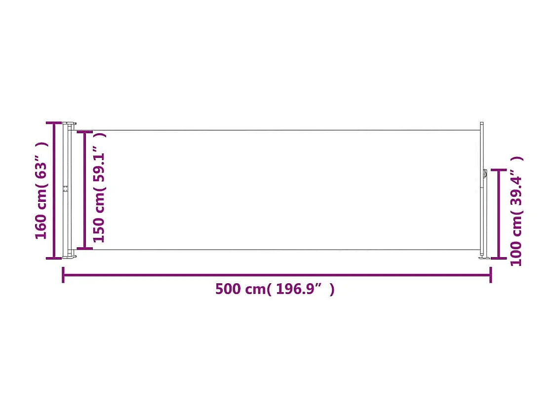 Tenda laterale retrattile 160 x 500 cm Nera