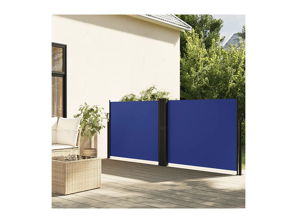 Auvent latéral rétractable bleu 120x600 cm