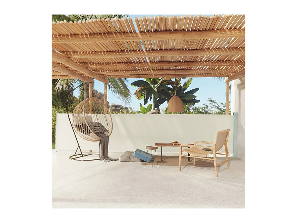 Tenda da sole laterale retrattile 117x600 cm Crema