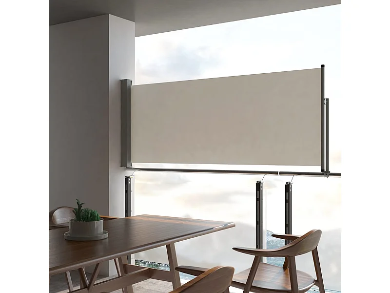 Einziehbare seitliche Terrassenmarkise, 100 x 300 cm, gebrochenes Weiß