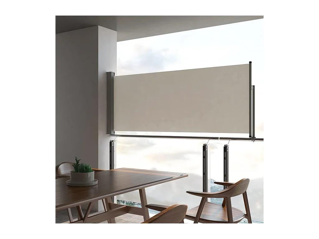 Uitschuifbare terrasluifel aan de zijkant 100 x 300 cm gebroken wit