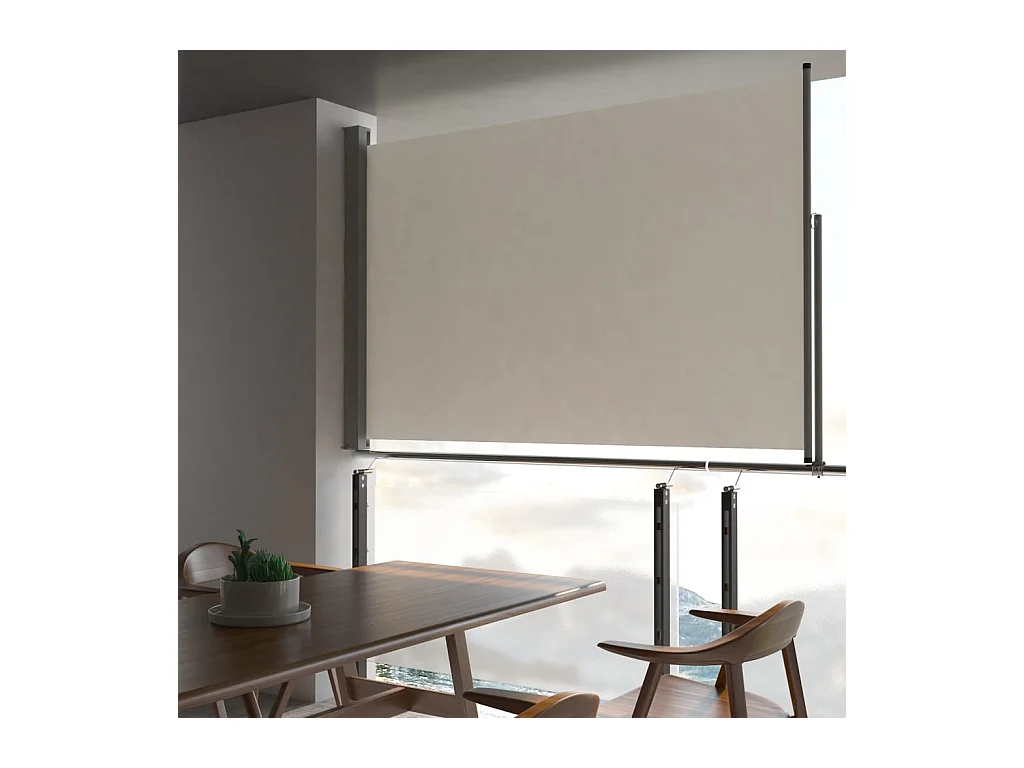 Auvent latéral rétractable de patio 160 x 300 cm Blanc cassé