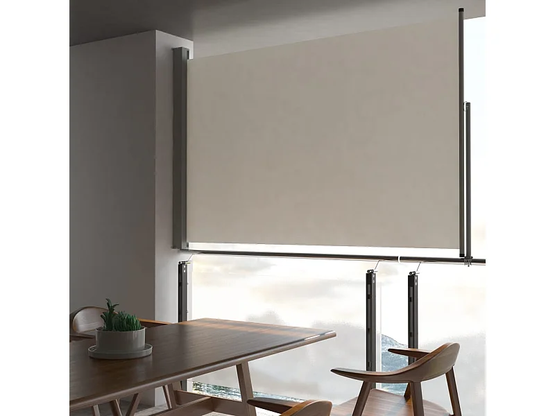 Toldo lateral retráctil para terraza, 160 x 300 cm, color blanco roto