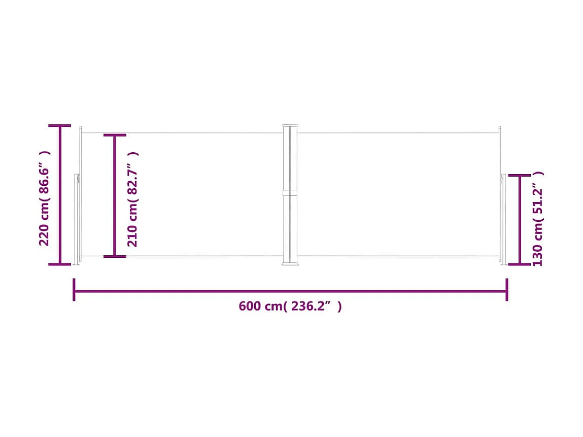 Ausziehbare Seitenmarkise Creme 220x600 cm