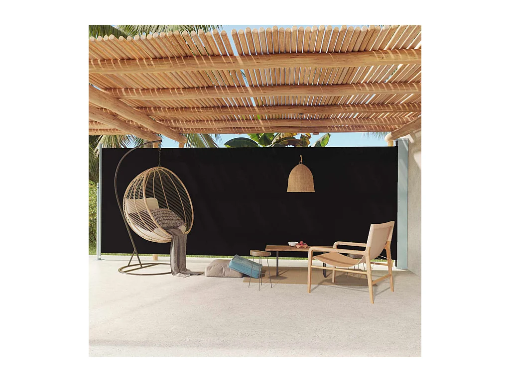 Auvent latéral rétractable de patio 200x600 cm Noir
