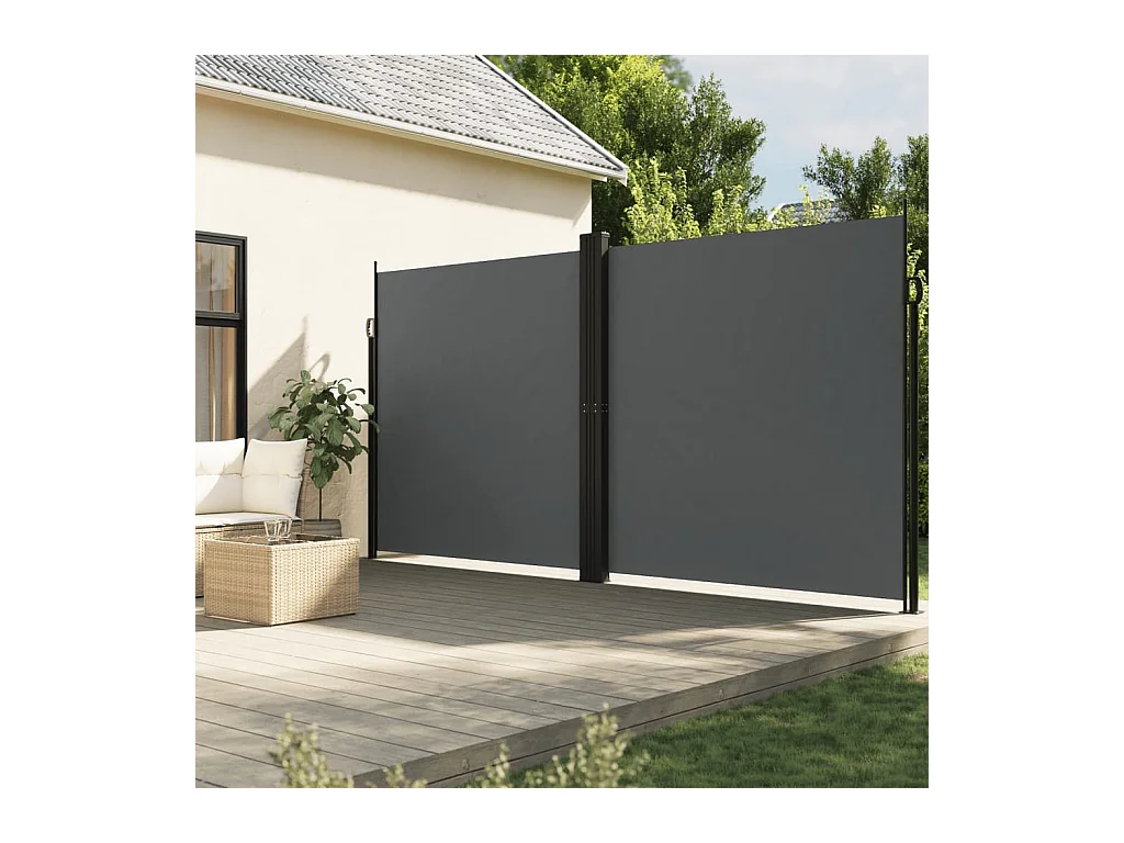 Antraciet uitschuifbare zijluifel 200x600 cm