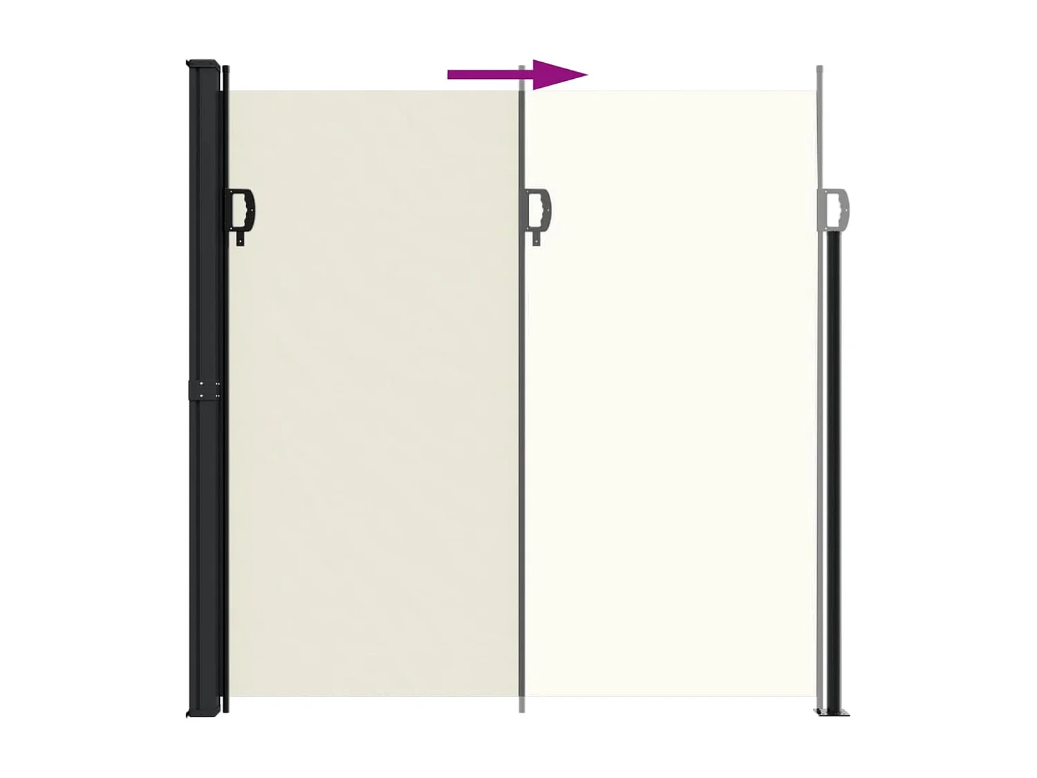 Crème uitschuifbare zijluifel 200x300 cm