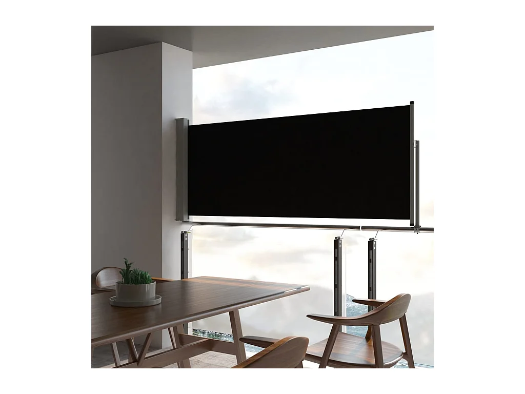 Auvent latéral rétractable de patio 100 x 300 cm Noir