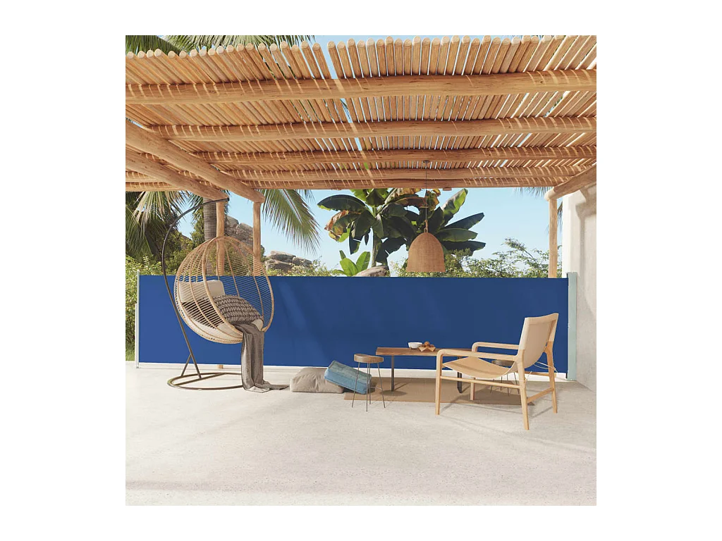 Auvent latéral rétractable de patio 117x600 cm Bleu