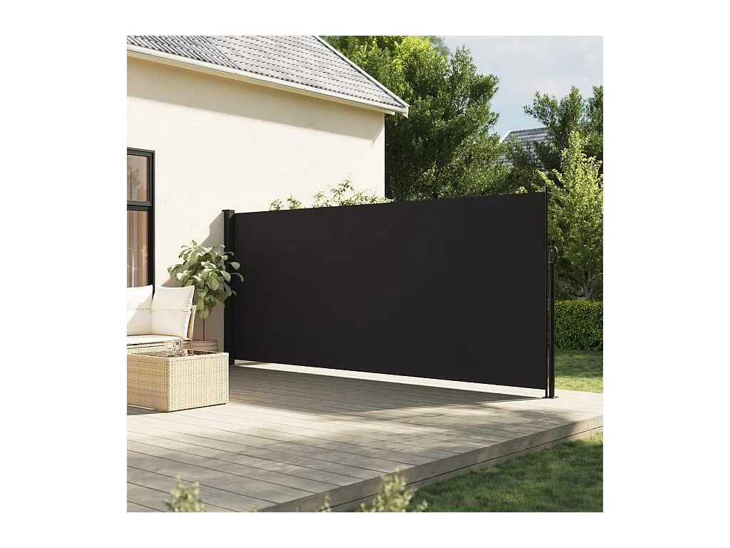 Zwarte uitschuifbare zijluifel 180x500 cm