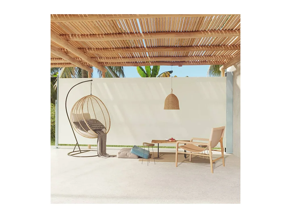 Auvent latéral rétractable de patio 220x600 cm Crème