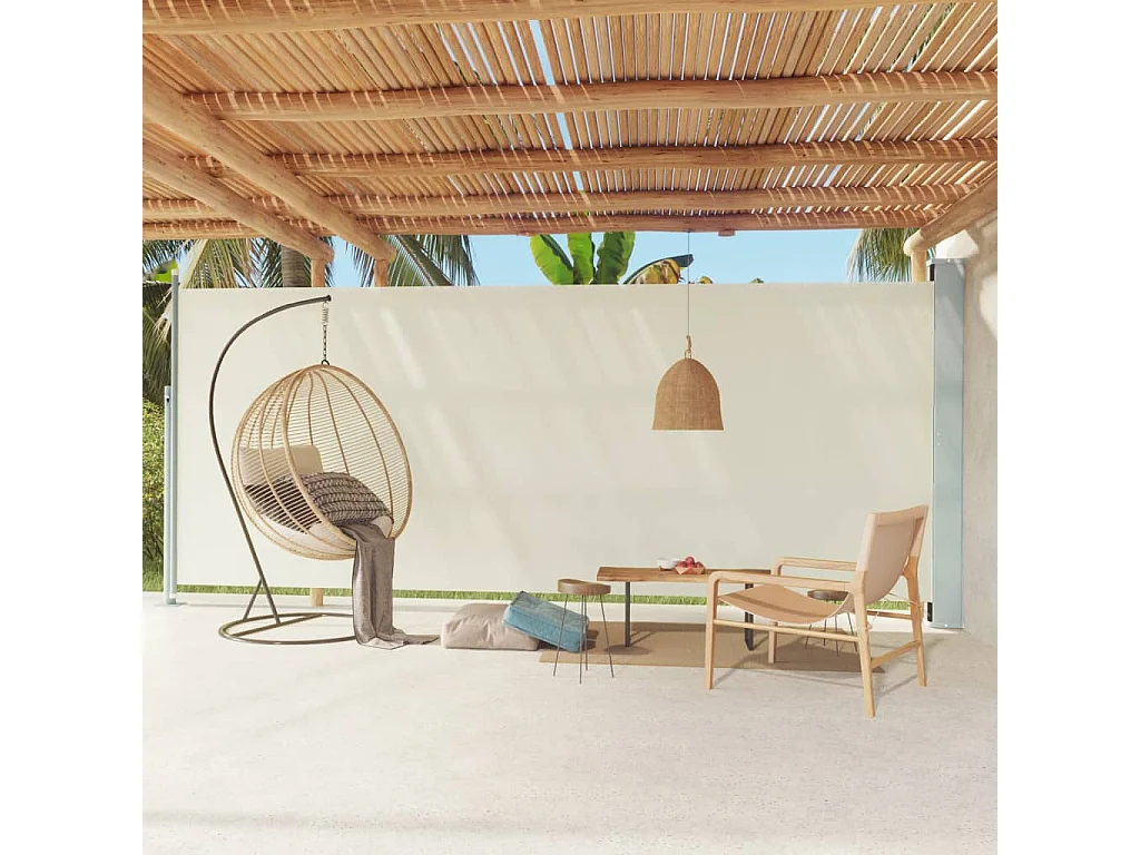 Toldo lateral retrátil para pátio 220x600 cm Creme