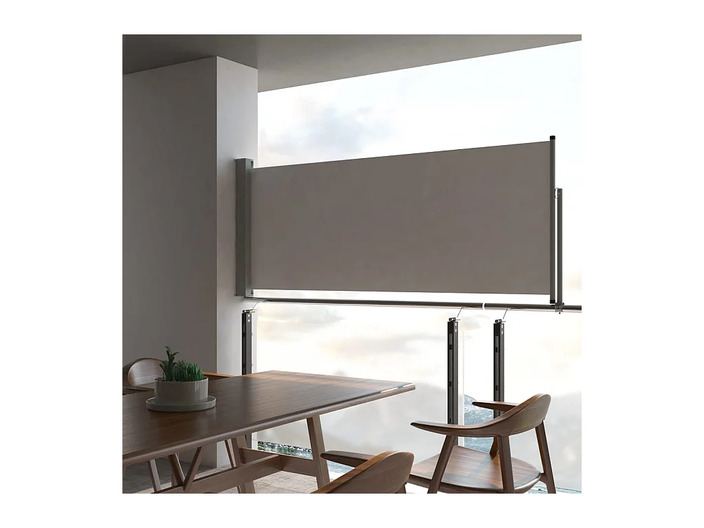 Auvent latéral rétractable de patio 100 x 300 cm Gris