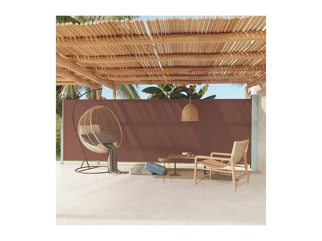 Auvent latéral rétractable de patio 180x600 cm Marron