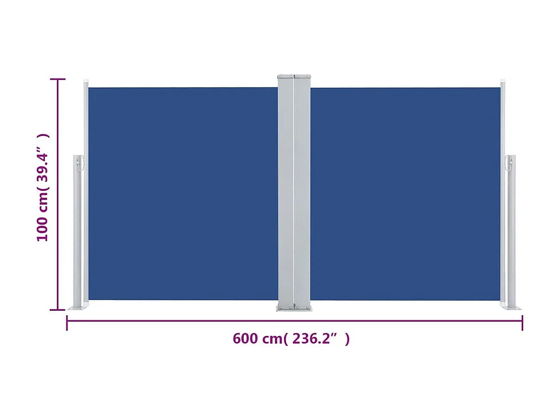 Toldo lateral retrátil azul 100 x 600 cm