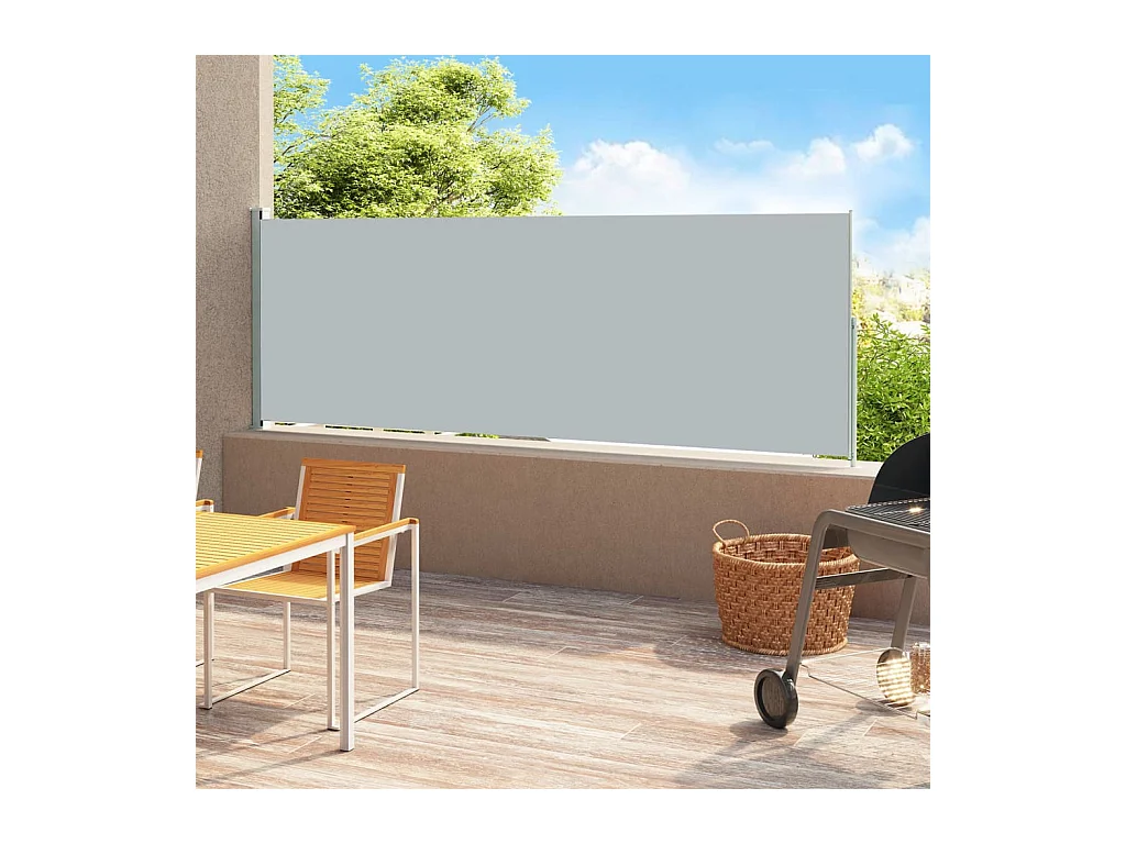 Auvent latéral rétractable de patio 180x500 cm Gris