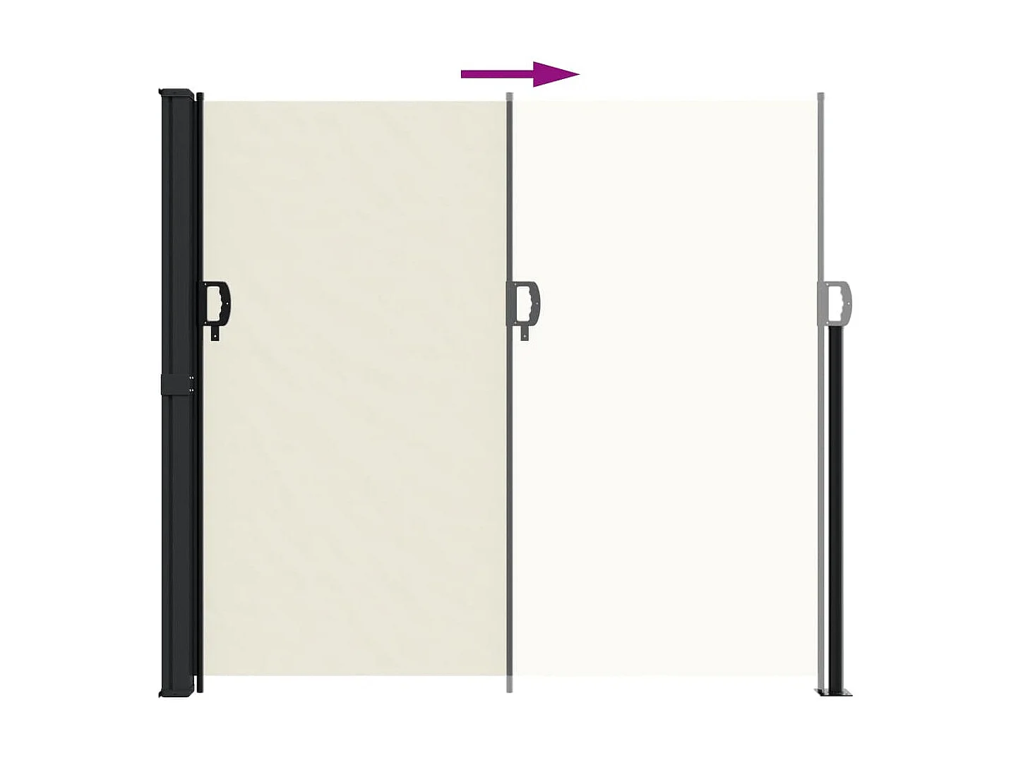 Cremefarbene einziehbare Seitenmarkise 180 x 500 cm