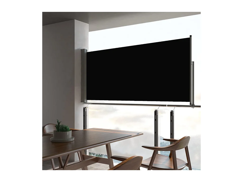 Auvent latéral rétractable de patio 60x300 cm Noir