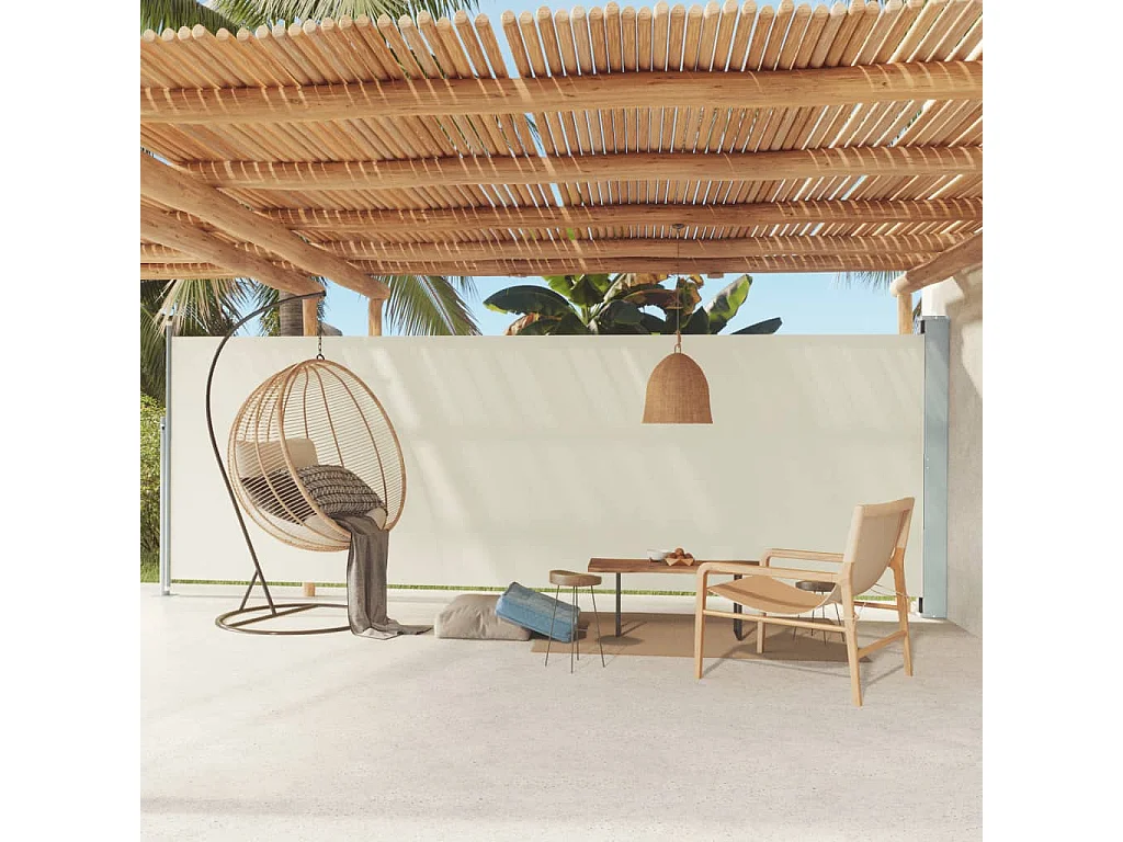 Toldo lateral retrátil para pátio 180x600 cm Creme