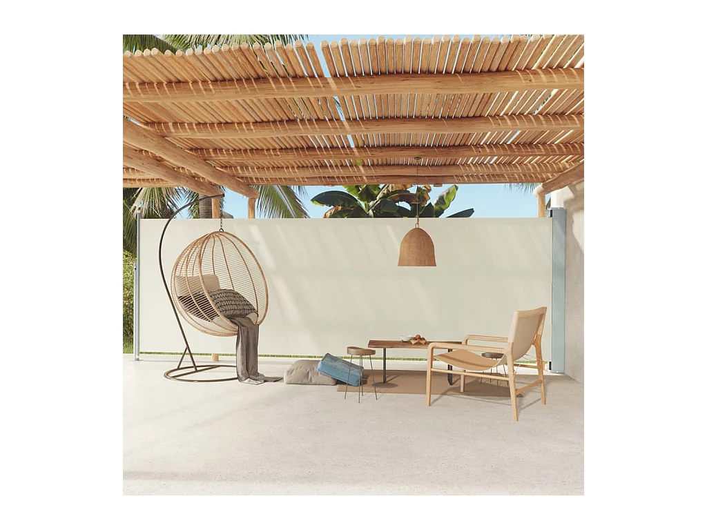 Auvent latéral rétractable de patio 180x600 cm Crème