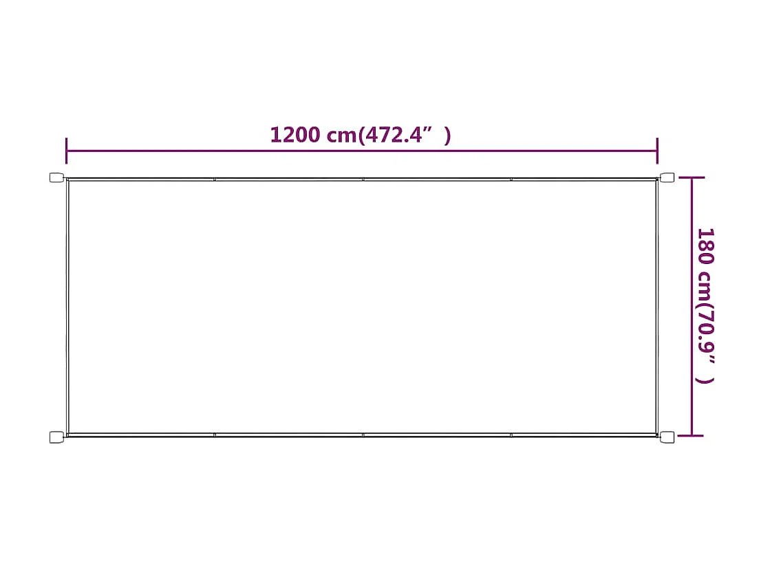 Toldo vertical azul 180x1200 cm tecido Oxford