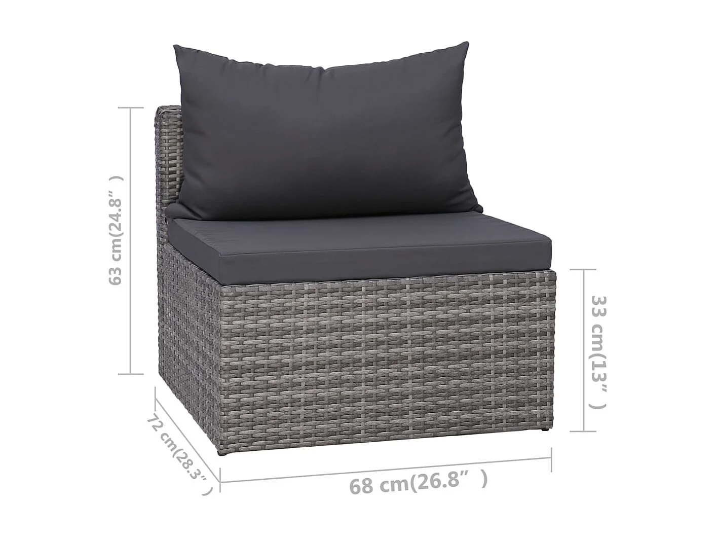 Meuble de jardin 3 pcs avec coussins Gris Résine tressée
