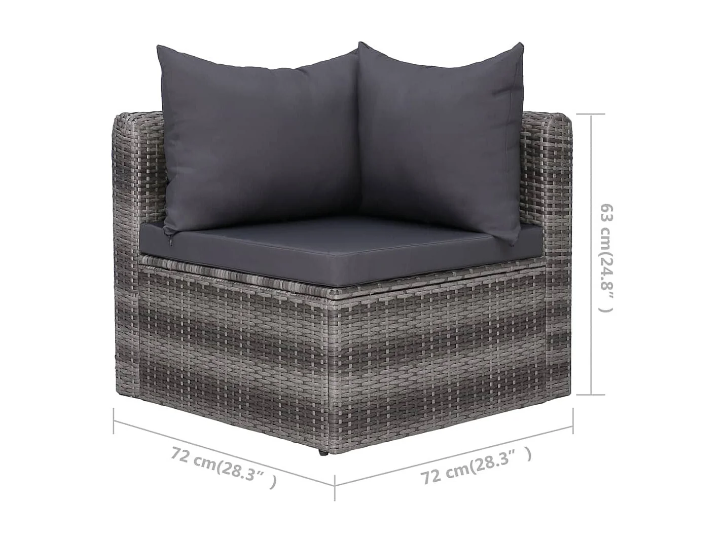 Meuble de jardin 3 pcs avec coussins Gris Résine tressée