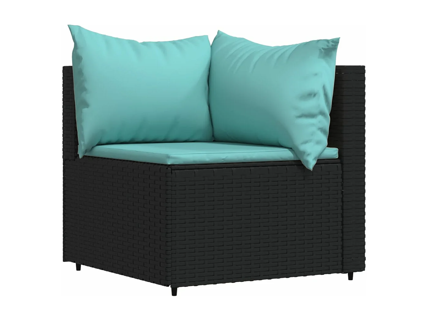 Salon de jardin 3 pcs avec coussins Noir Résine tressée