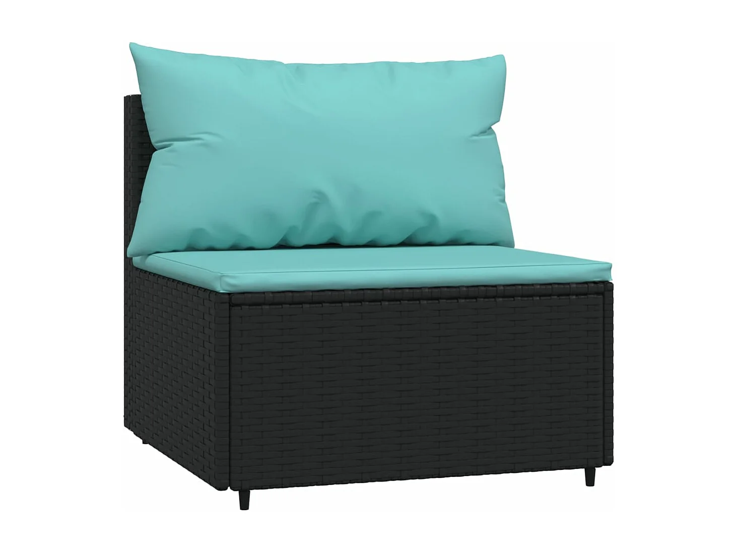 Salon de jardin 3 pcs avec coussins Noir Résine tressée