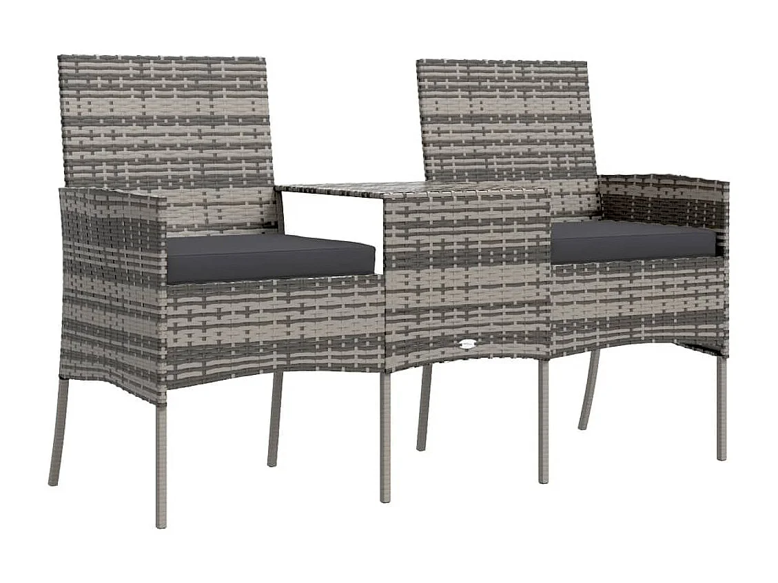 2-zits tuinbank en salontafel Geweven hars Antraciet