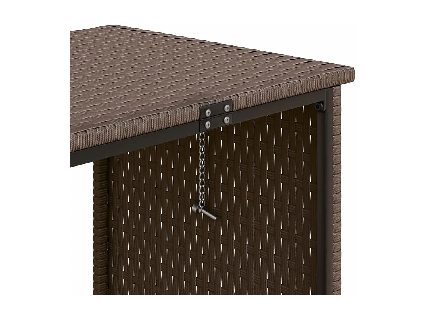 Sofá de jardín con mesa y cojines en forma de L marrones