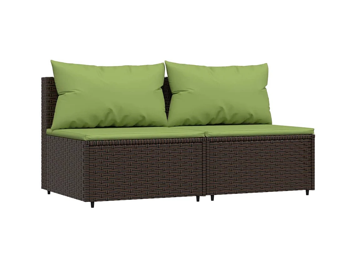 Mobili da giardino 3 pezzi con cuscini in resina intrecciata marrone
