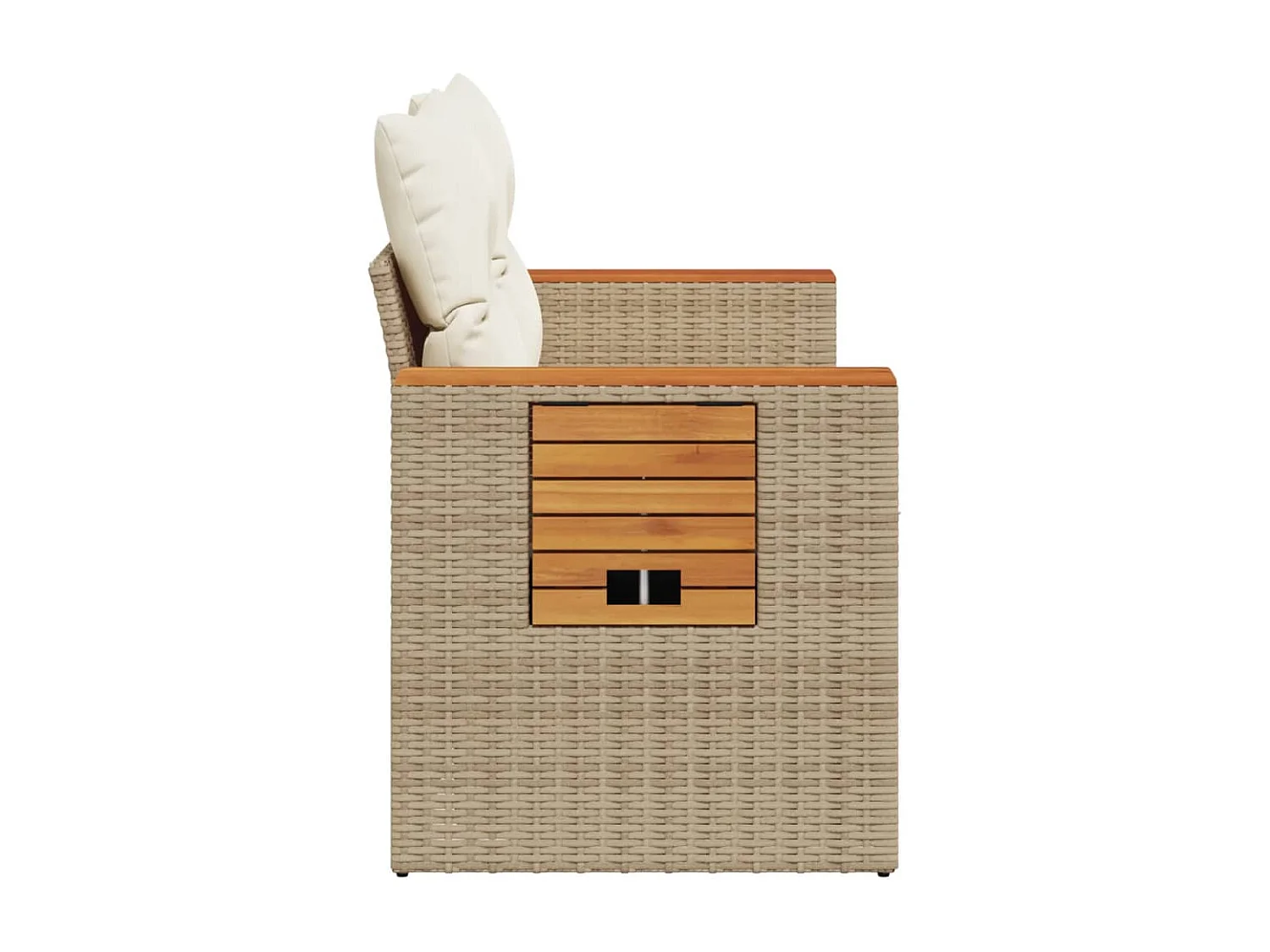 Divano da giardino con cuscini in resina intrecciata beige a 2 posti