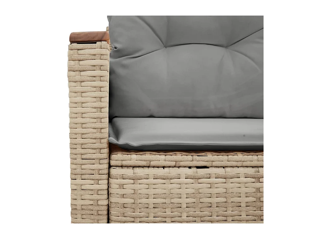 Canapé de jardin avec coussins 2 places beige résine tressée