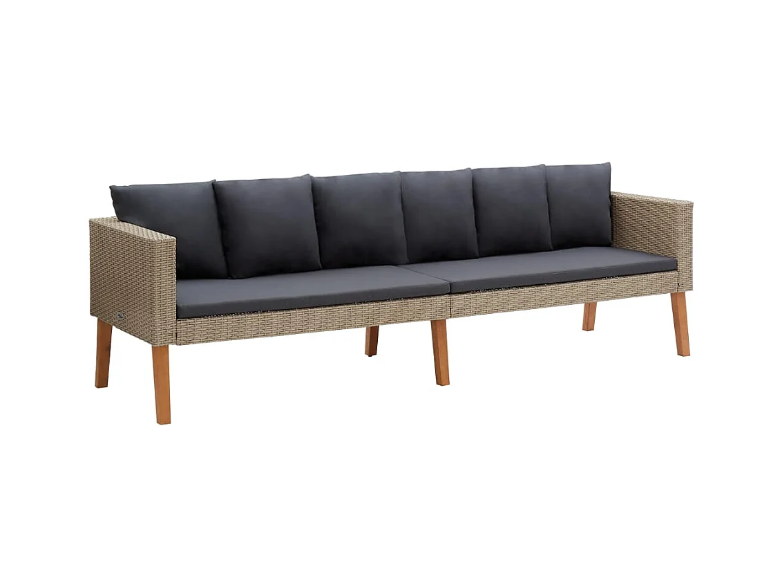 3-zits tuinbank met kussens Beige geweven hars