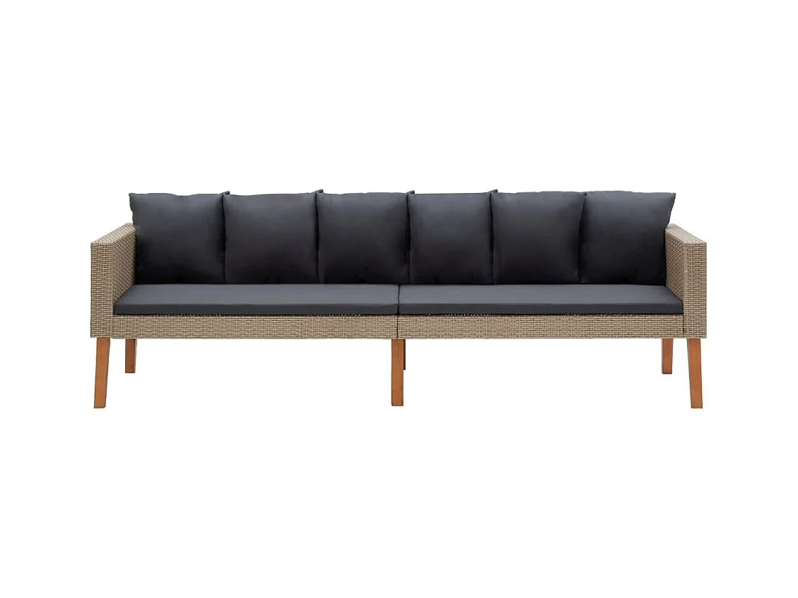 3-Sitzer-Gartensofa mit Kissen Beige geflochtenes Harz
