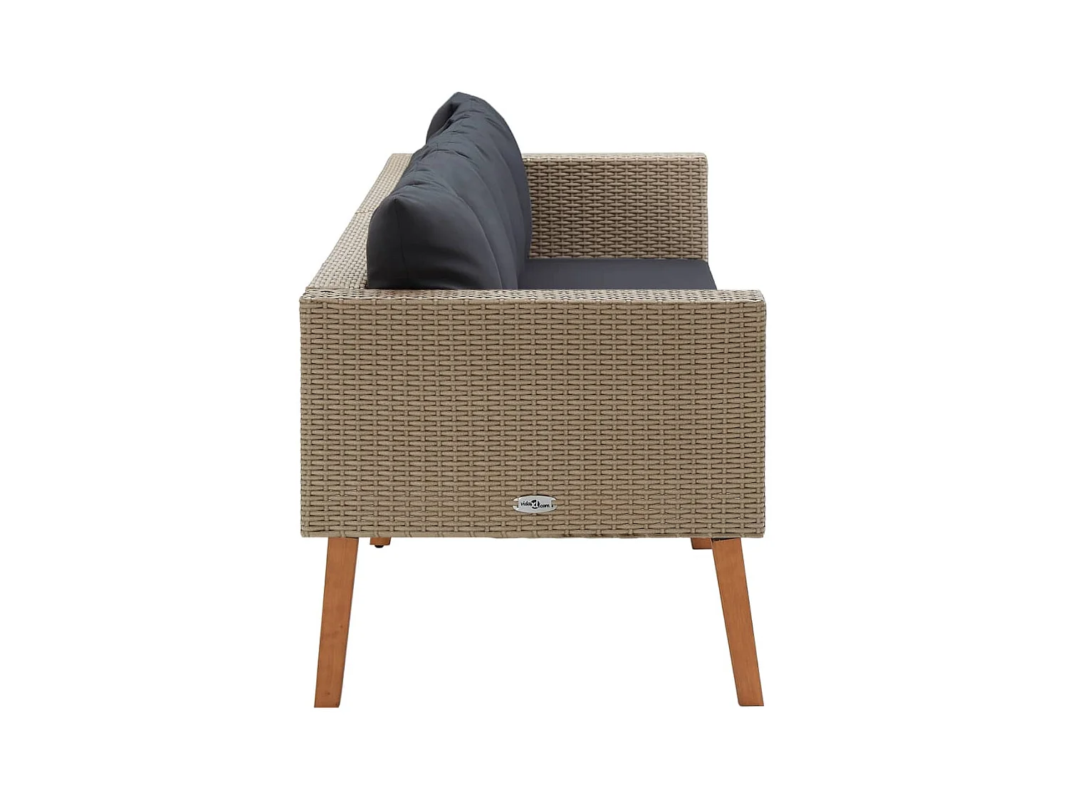 3-Sitzer-Gartensofa mit Kissen Beige geflochtenes Harz