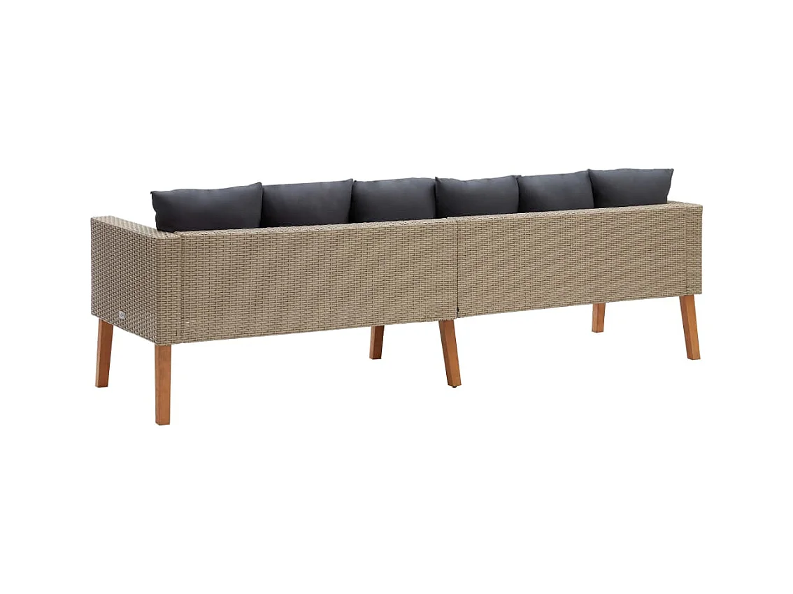 3-Sitzer-Gartensofa mit Kissen Beige geflochtenes Harz