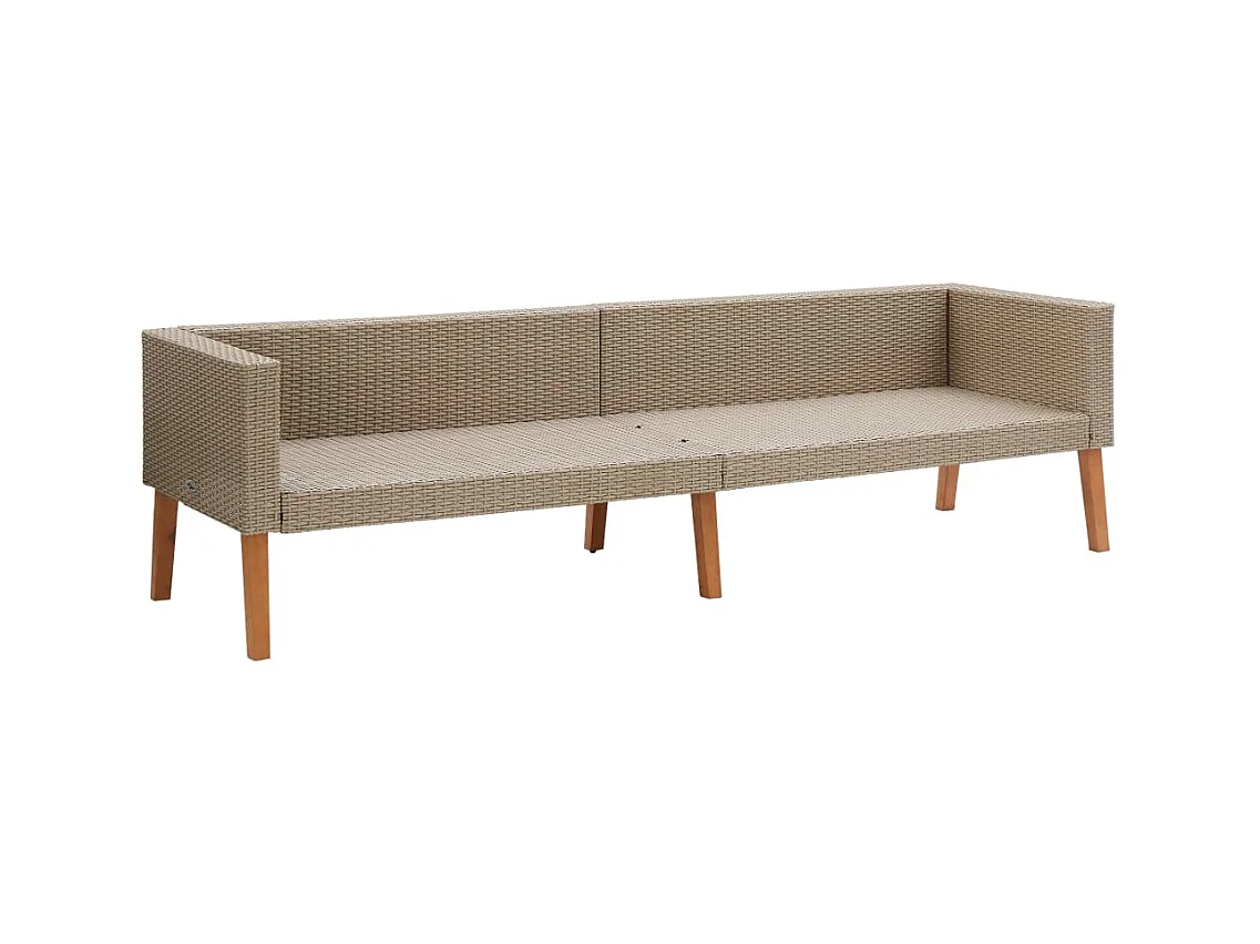 3-Sitzer-Gartensofa mit Kissen Beige geflochtenes Harz