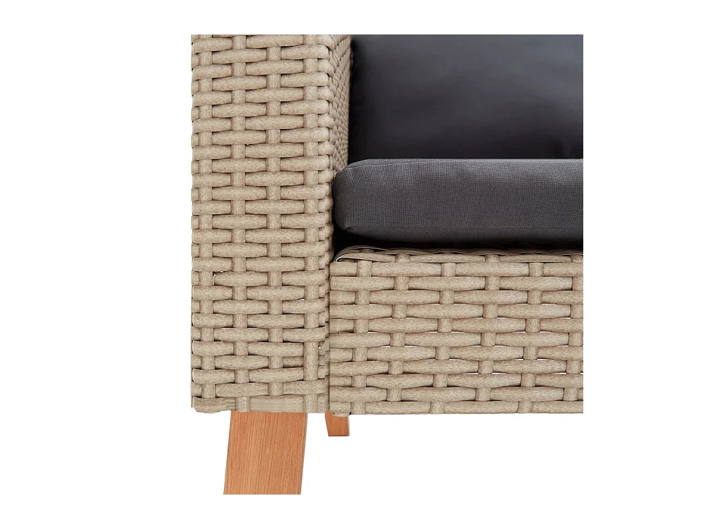 3-Sitzer-Gartensofa mit Kissen Beige geflochtenes Harz