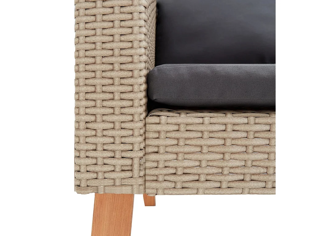 3-zits tuinbank met kussens Beige geweven hars