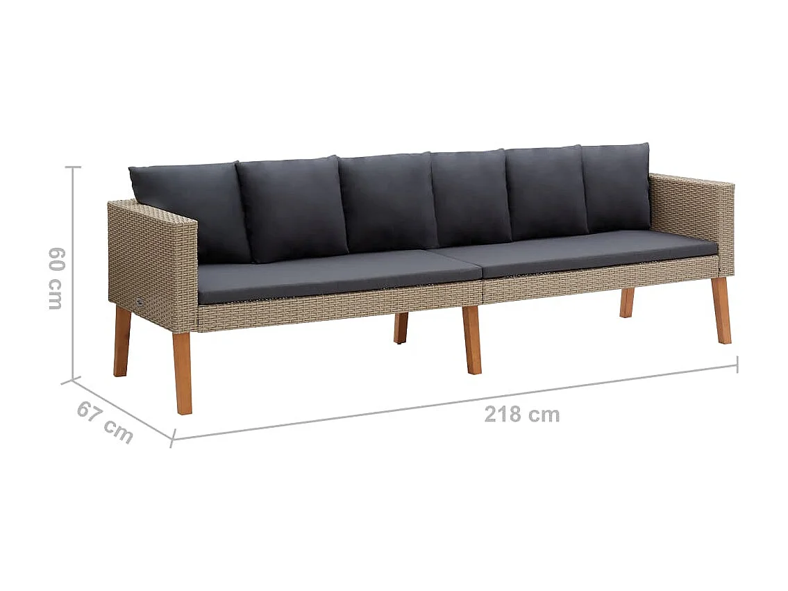 3-zits tuinbank met kussens Beige geweven hars