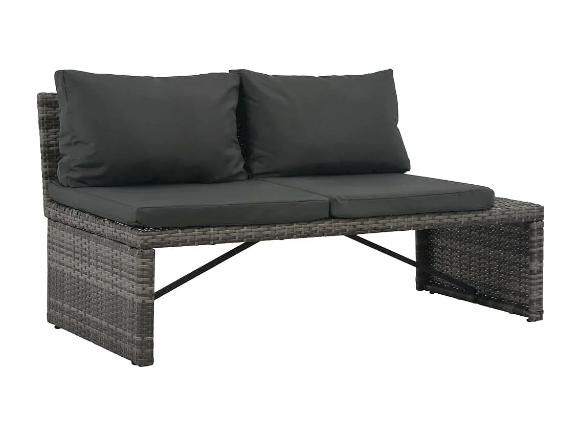 Salon de jardin 3 pcs avec coussins Résine tressée Gris