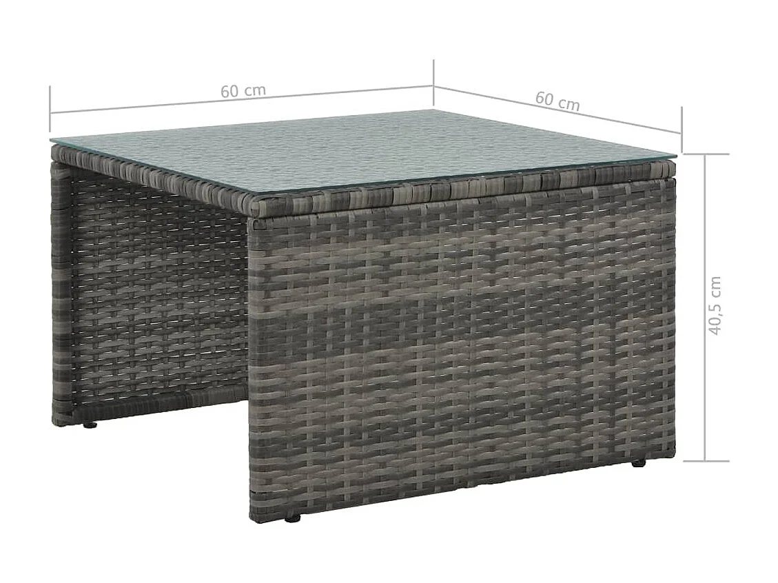 Salon de jardin 3 pcs avec coussins Résine tressée Gris