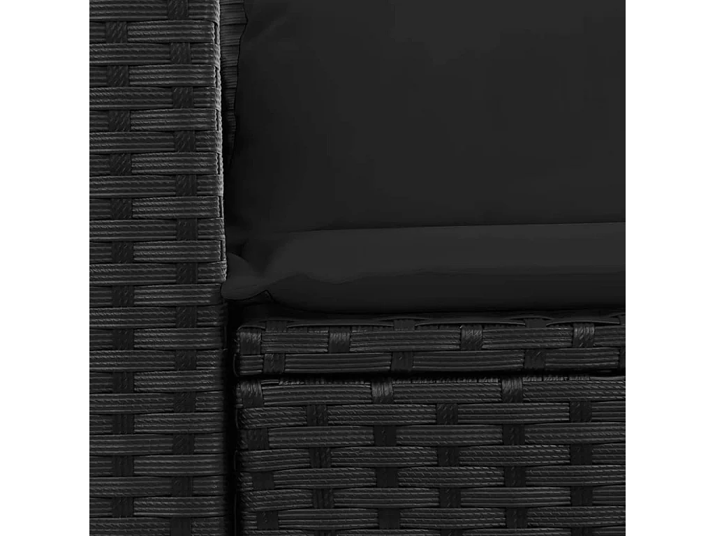 Sofá de jardim com almofadas de 2 lugares, resina tecida preta