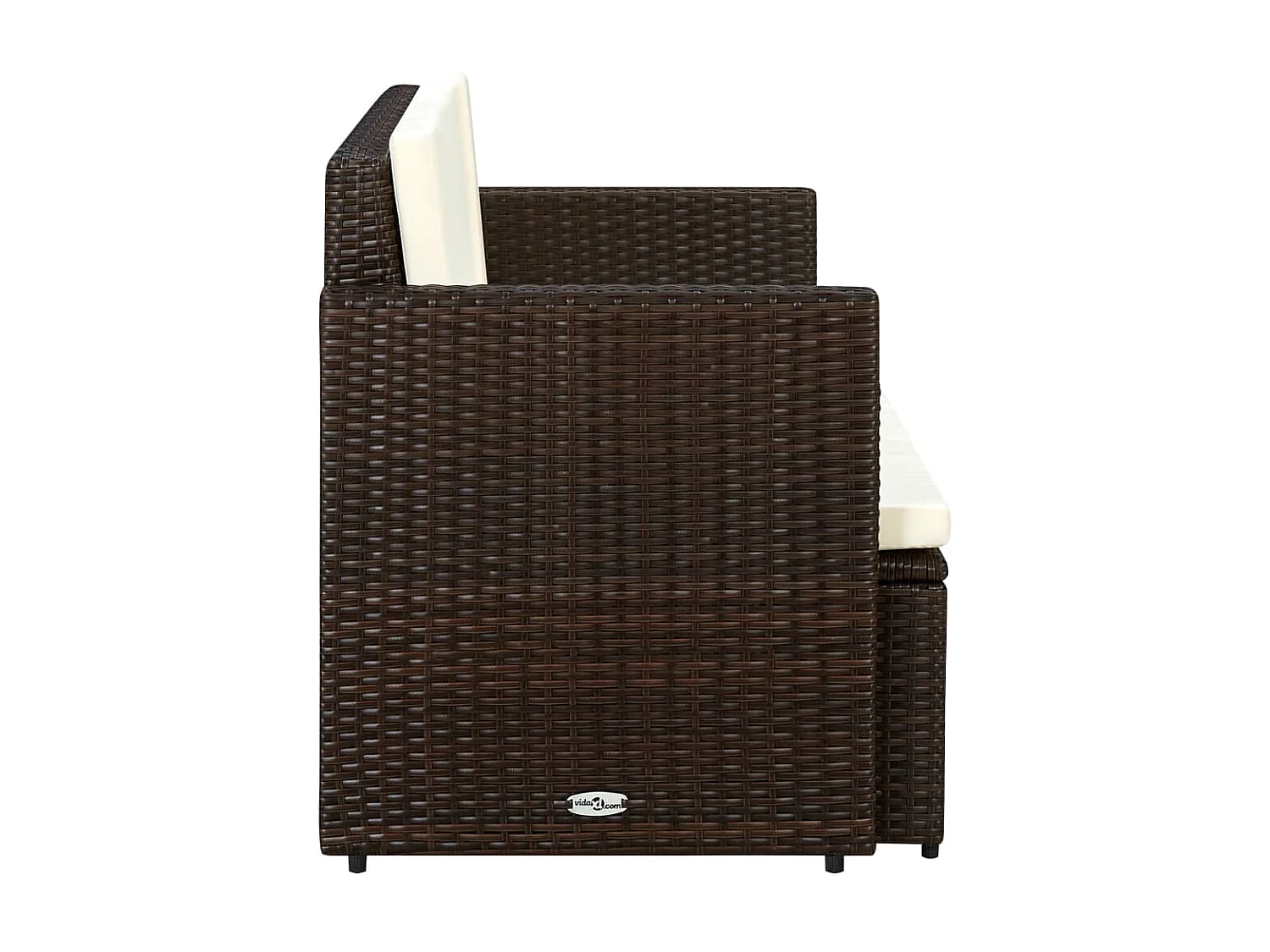 Canapé de jardin à 2 places avec coussins Marron Résine tressée